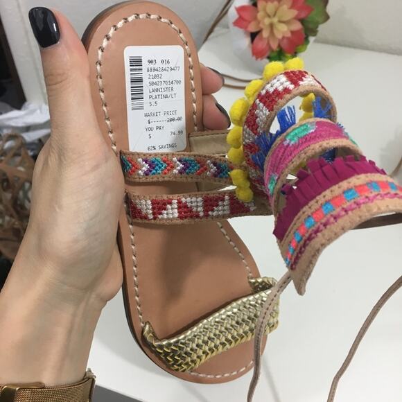 NWT Schutz strappy Lannister embroidered sandals - Picture 4 of 6